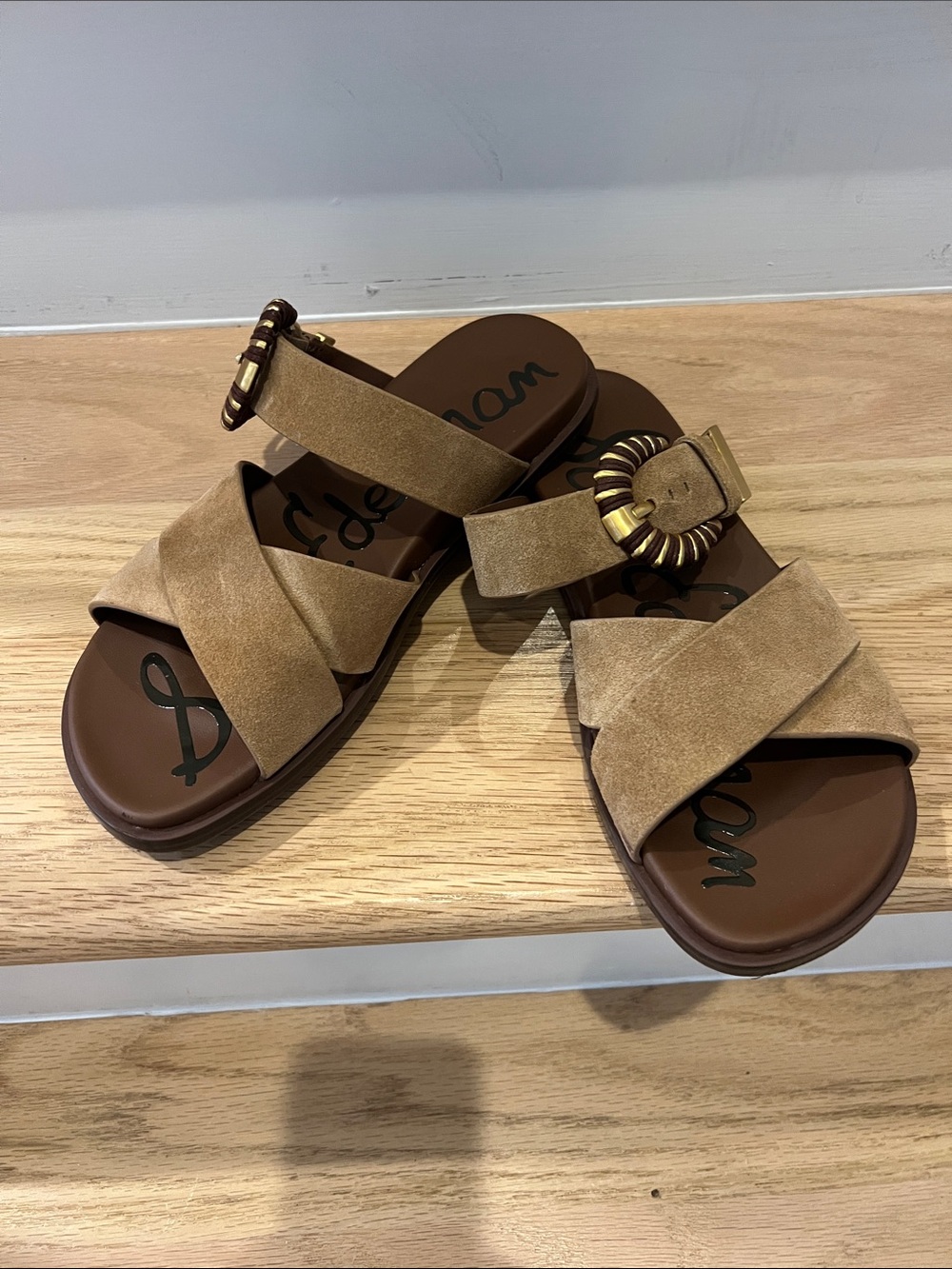 Sam Edelman Lucy Suede Slide Sandals with Statement Buckle